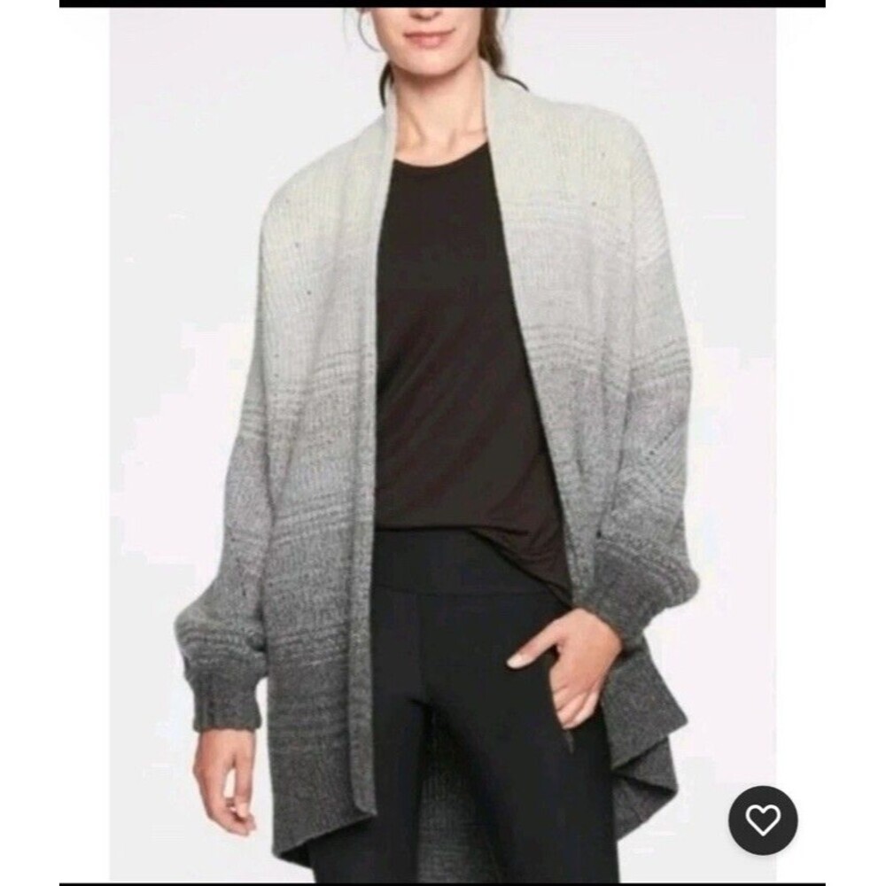 Athleta Lucca Cashmere Wool Ombre Cardigan Womens XS Oversized Long Open Front